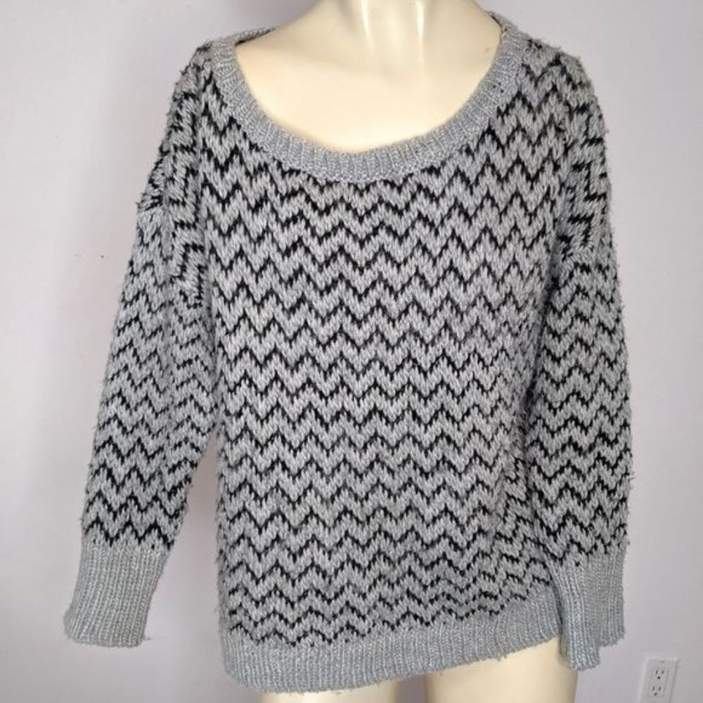Joie sweater wool blend gray black crew neck